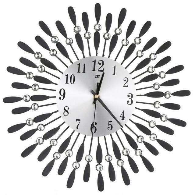 Living and Home 3D Silent Drop-Shape Metal Wall Clock with Crystal Multi