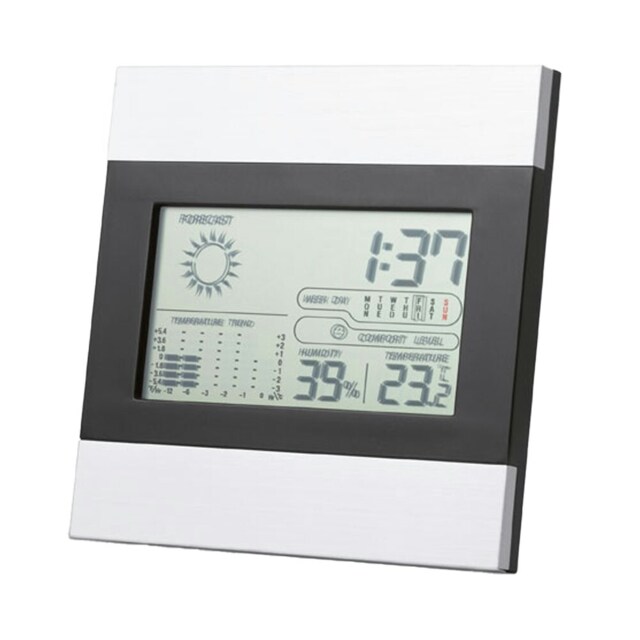 MidOcean Digital Desk Clock - Matt Silver - One Size Multi