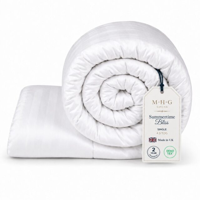 MHG Living 4.5 Tog Summer Duvet – Lightweight Cooling Hollowfibre Quilt for Hot Sleepers White Single