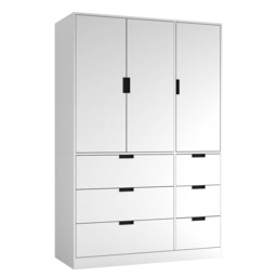 RIGA 3 Door 6 Drawer Wardrobe White White & White 10 x 44.5 x 79 1