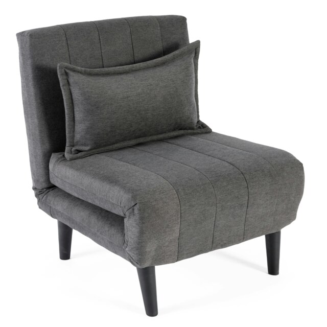 Harper 1 Seater Folding Clic Clac Fabric Lounge Futon Sofa Bed (Charcoal)