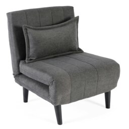 Harper 1 Seater Folding Clic Clac Fabric Lounge Futon Sofa Bed (Charcoal)