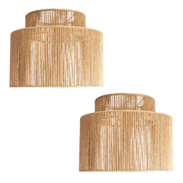 FabFinds Large Organic Fabric 2 Tier Lampshade 2 Pack