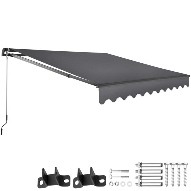 Retractable Awning Ornella - wall bracket incl, easy adjustment, and UV blocking Grey dark grey 250 x 200 cm 1