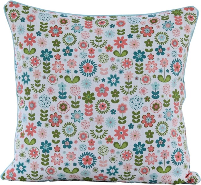 Homescapes Cotton Retro Flower Cushion Cover, 30 x 30 cm