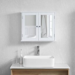 Bath Vida Priano 2 Door Mirrored Wall Mounted Bathroom Cabinet, White