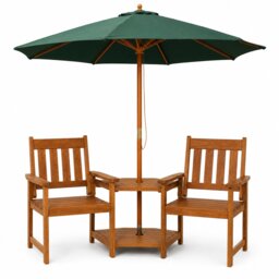 Rydal 2 Seater Wooden Love Seat & 2.7m Green Parasol Set