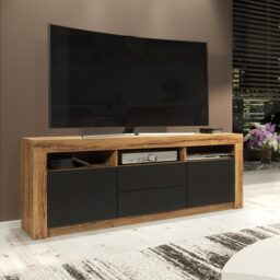 TV Unit TV Stand Media Cabinet Sideboard Oak Black Matt Storage 160cm