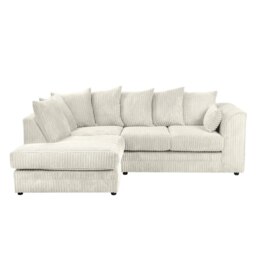 Rivoli L Shape Corner Sofa in Jumbo Cord - Left Hand Facing Chaise Cream Five Plus Seater