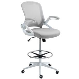 Vinsetto Office Stool, 360 Degree Swivel Height Adjustable Chair, Light Grey Grey