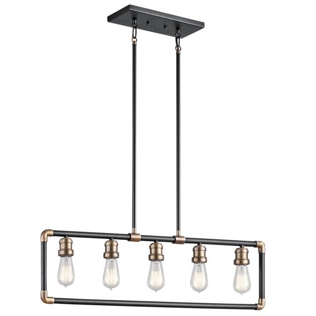 Imahn 5 Light Ceiling Chandelier Pendant Bar Light Black, Natural Brass, E27