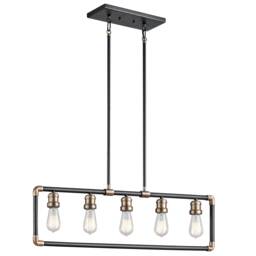 Imahn 5 Light Ceiling Chandelier Pendant Bar Light Black, Natural Brass, E27