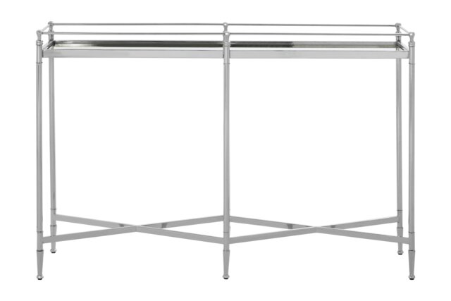 Elegant Mirrored Top Console Table,Captivating Silver Finished Hallway Table,Decorative Table,Center Table Silver