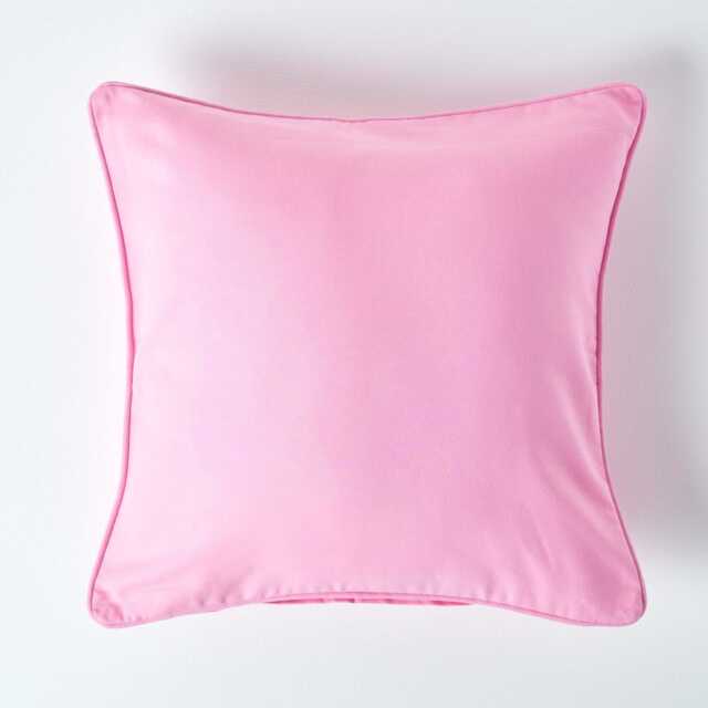 Homescapes Cotton Plain Pink Cushion Cover - 60 x 60 cm Pink Pink 60 x 60 cm