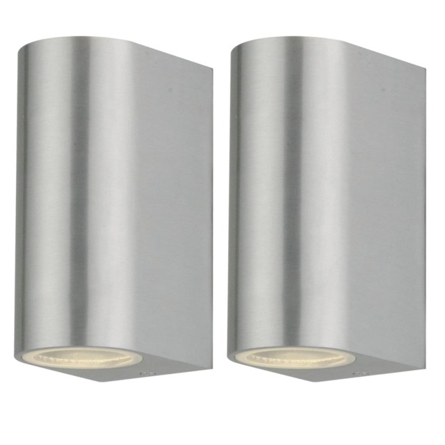 Set of 2 Drayton - Brushed Aluminium Outdoor Twin Wall Lights Grey Clear 2