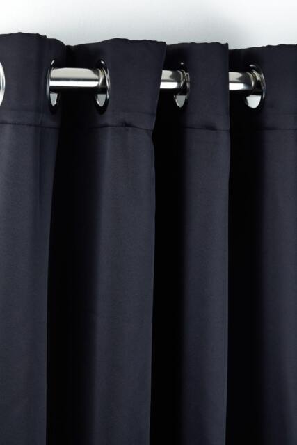 Woven Thermal Blackout Eyelet Curtains Black 168cm x 183cm Black Black