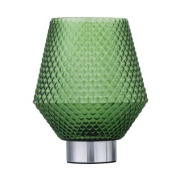 Porter - Battery Operated Chrome Lamp with Green Textured Glass Chrome Green Medium 1