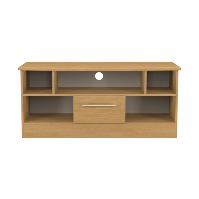 Carlton 1 Drawer TV & Media Unit in Modern Oak (Ready Assembled) Brown Modern Oak