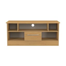 Carlton 1 Drawer TV & Media Unit in Modern Oak (Ready Assembled) Brown Modern Oak