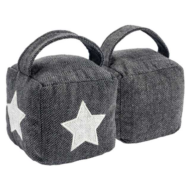 Nicola Spring Mismatched Herringbone Door Stop Set - Star - Pack of 2