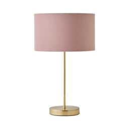 ValueLights Charlie Gold Table Lamp Pink Velvet Shade and Bulb