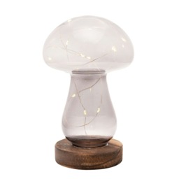 Grey Glass Mushroom with LED Lights - Large