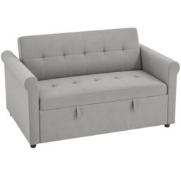 HOMCOM Convertible Pull Out Sleeper Sofa Bed Settee for Living Room, Grey Grey