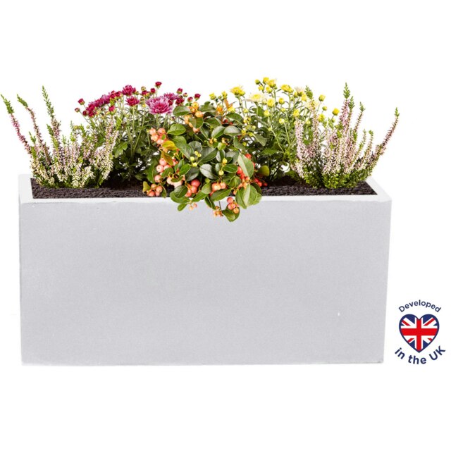 White Light Concrete Trough Garden Planter H41 L85 W26 cm, 91 ltrs Cap.
