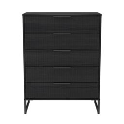 Menai 5 Drawer Chest of Drawers in Black Ash (Ready Assembled) Black Black Ash
