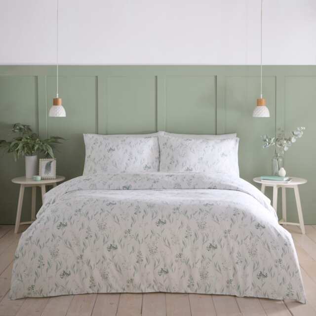 Portfolio Home Wildflower Floral Bed Linen Bedding Duvet Cover Set With Pillowcase Green Single