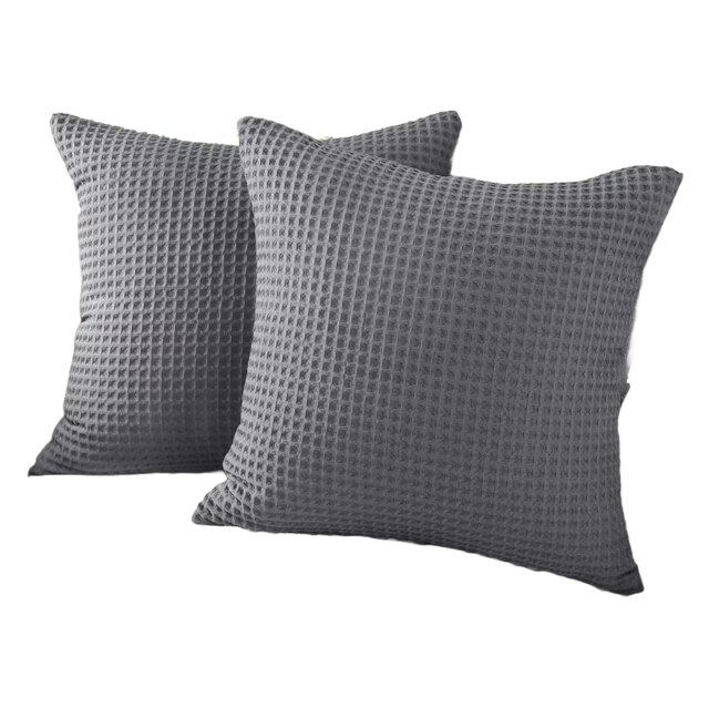 Two Pack Waffle Cushion Covers 65 x 65cm - 100% Cotton Grey Graphite 65 x 65cm 2