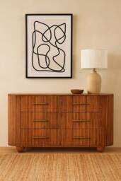 Artisan Furniture Solid Wood Ridgefront Chest Amber Oak, 6 Drawers, Brown