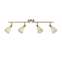 Lincoln - Antique Brass & Cream 4 Way Adjustable Ceiling Spotlight