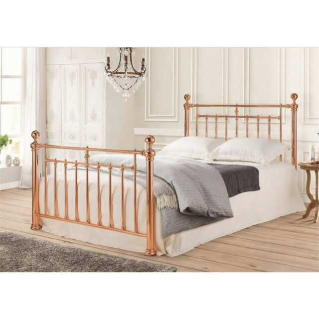"Rose Gold Finish Classic Metal Bed Frame - Double 4ft 6"""