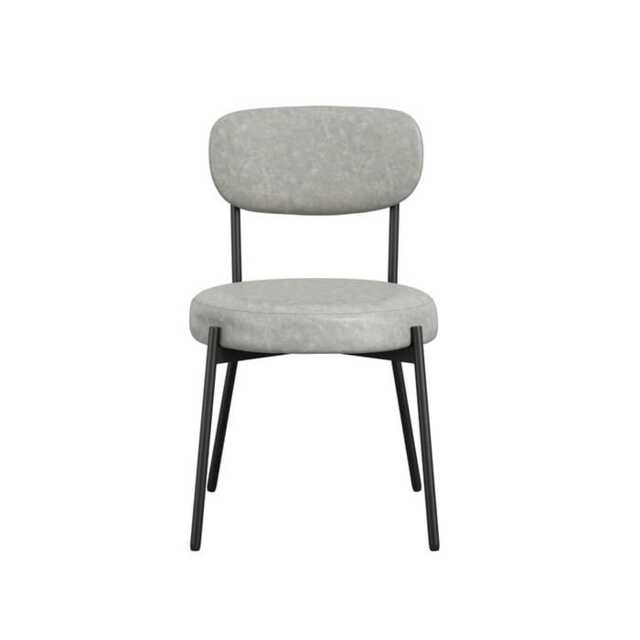 Smith Dining Chair- PU/Metal (Set of 2) - L50 x W48 x H79 cm - Graphite/Black Matte