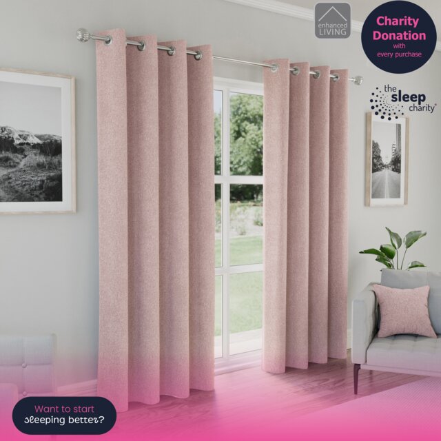 Enhanced Living Austin Blackout, Thermal Blush Curtains with Eyelet Header (PAIR) - 66x72 inch (168x183cm) Pink Blush 2