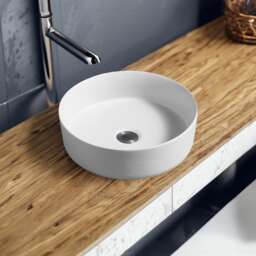 Limoge 7844 Ceramic Vert Round Countertop Basin in Matte White