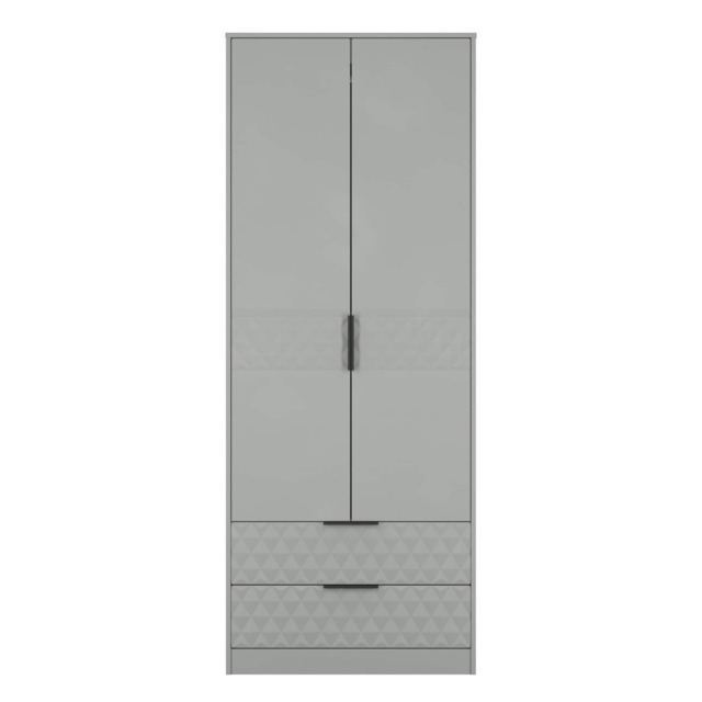 Islay Tall 2 Drawer Double Wardrobe in Dusk Grey (Ready Assembled) Grey Dusk Grey