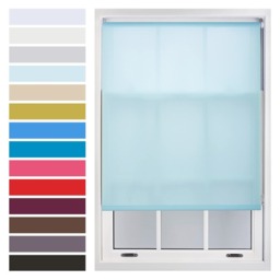 FURNISHED Daylight Roller Blinds Made to Measure Sheer Window Blind with Metal Fittings Blue Duck Egg Blue (W) 180cm x (L) 210cm
