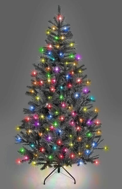 5FT Prelit Black Alaskan Pine Christmas Tree Multicolour LEDs