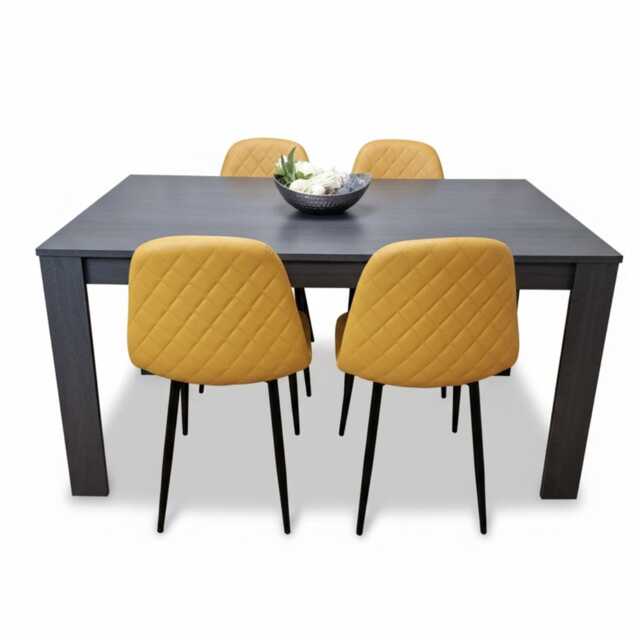 Dining Table and 4 Chairs Modern Dark Grey Dining Table Set With 4 Mustard Gem Chairs Dining Furniture Set
