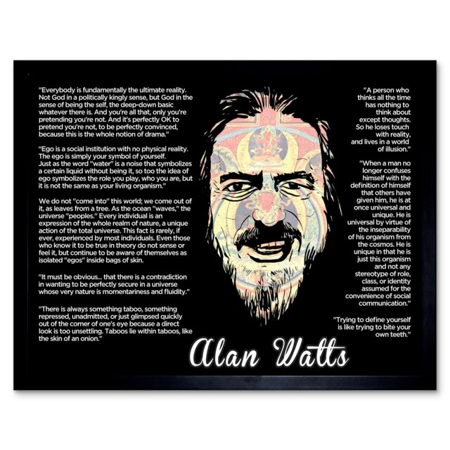 Alan Watts Everybody is Fundamentally Ultimate Face Quote Framed Wall Art Print