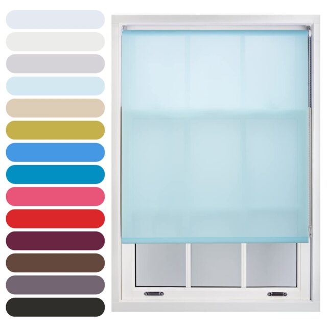 145cm Wide Daylight Roller Blind 165cm Drop Blue Duck Egg Blue