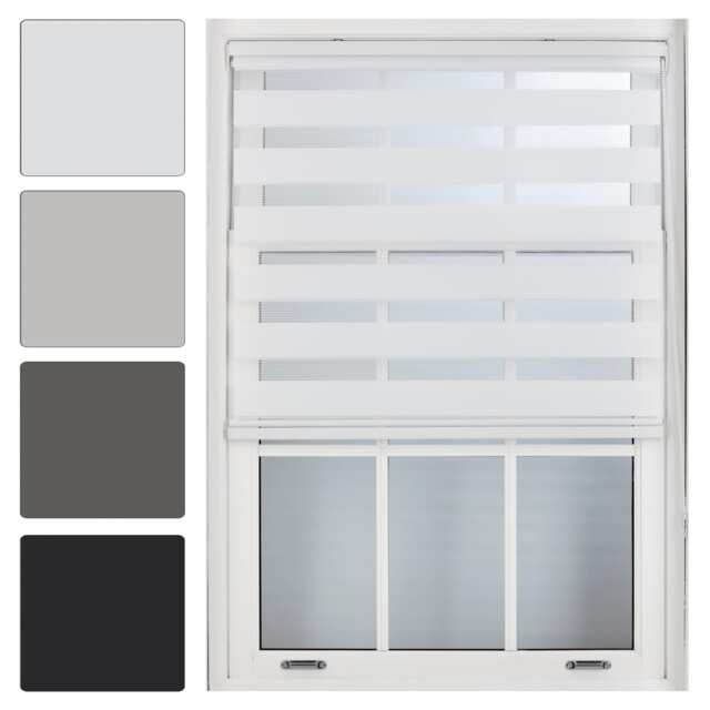 Day and Night Zebra Roller Blind 160cm Wide x 165cm Long White White