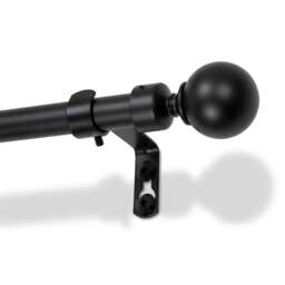 Harbour Housewares Extendable Metal Ball Curtain Pole Kit - 77 to 150cm - Matt Black
