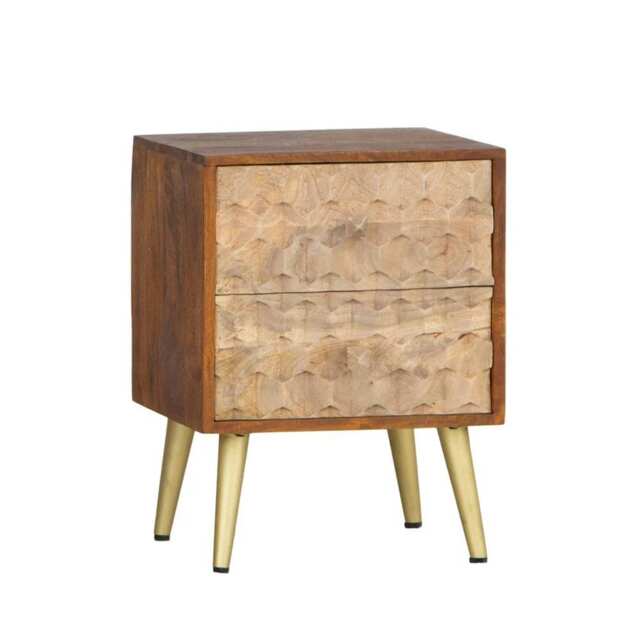 Perdue Dakota Solid Mango Wood 2 Drawer Lamp Table Brown