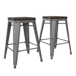 Fusion Counter Stool in Metal Silver, 2 Pieces Silver Silver