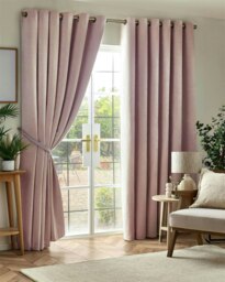 Chenille Blackout Ring Top Eyelet Curtains - 229cm x 229cm - Pink