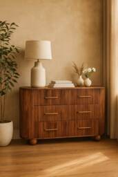 Artisan Furniture Solid Wood Ridgefront Chest Roasted Almond, 3 Drawers, Brown