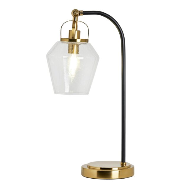BHS Saskia Bubble Glass Arc Table Lamp, Satin Brass